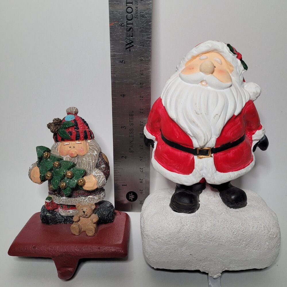 Santa Christmas Stocking Holders 2 Festive Figurines - Picture 11 of 11
